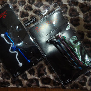 7x 14g 1 1/2" 1.5 NEW industrial barbells BodyRage zig zag bar Dolls Kill goth